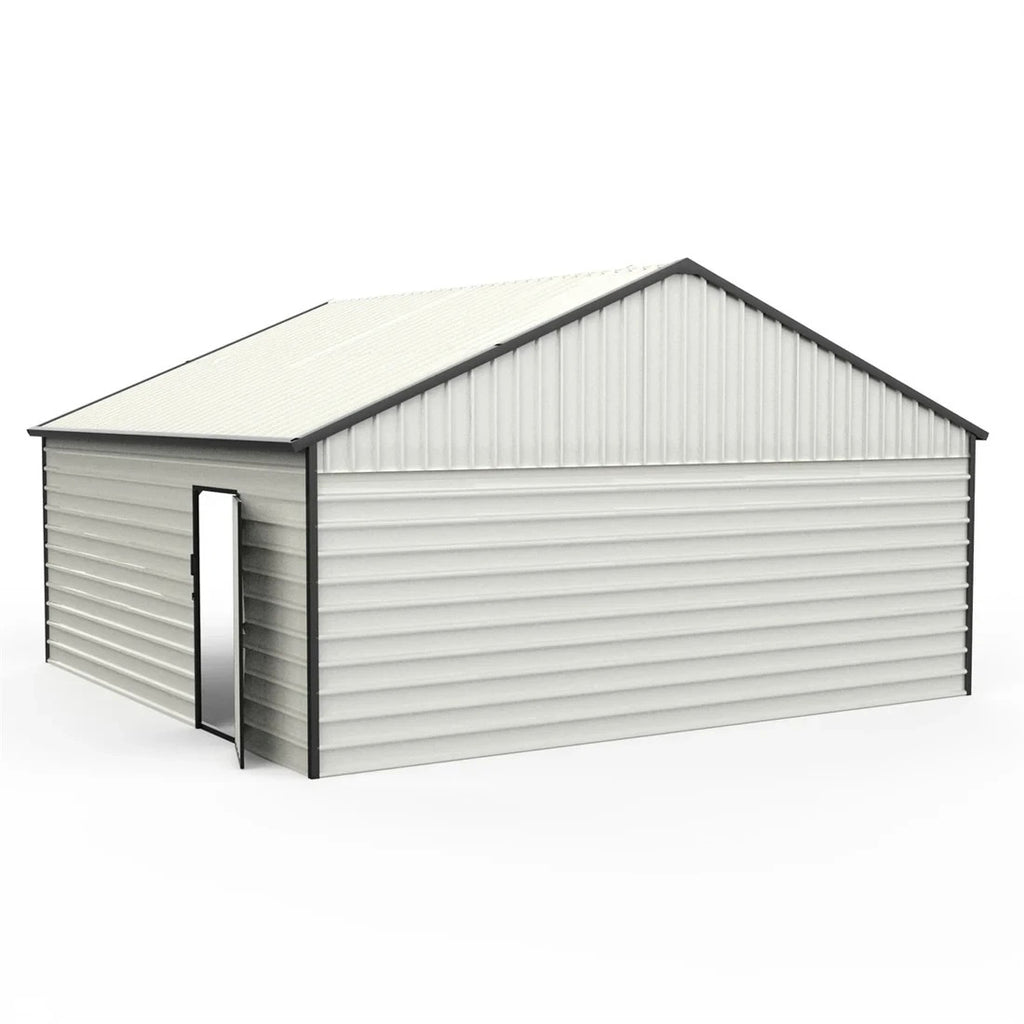 23'x22' Double Metal Garage Shed with Side Entry Door Car Shelter Storage