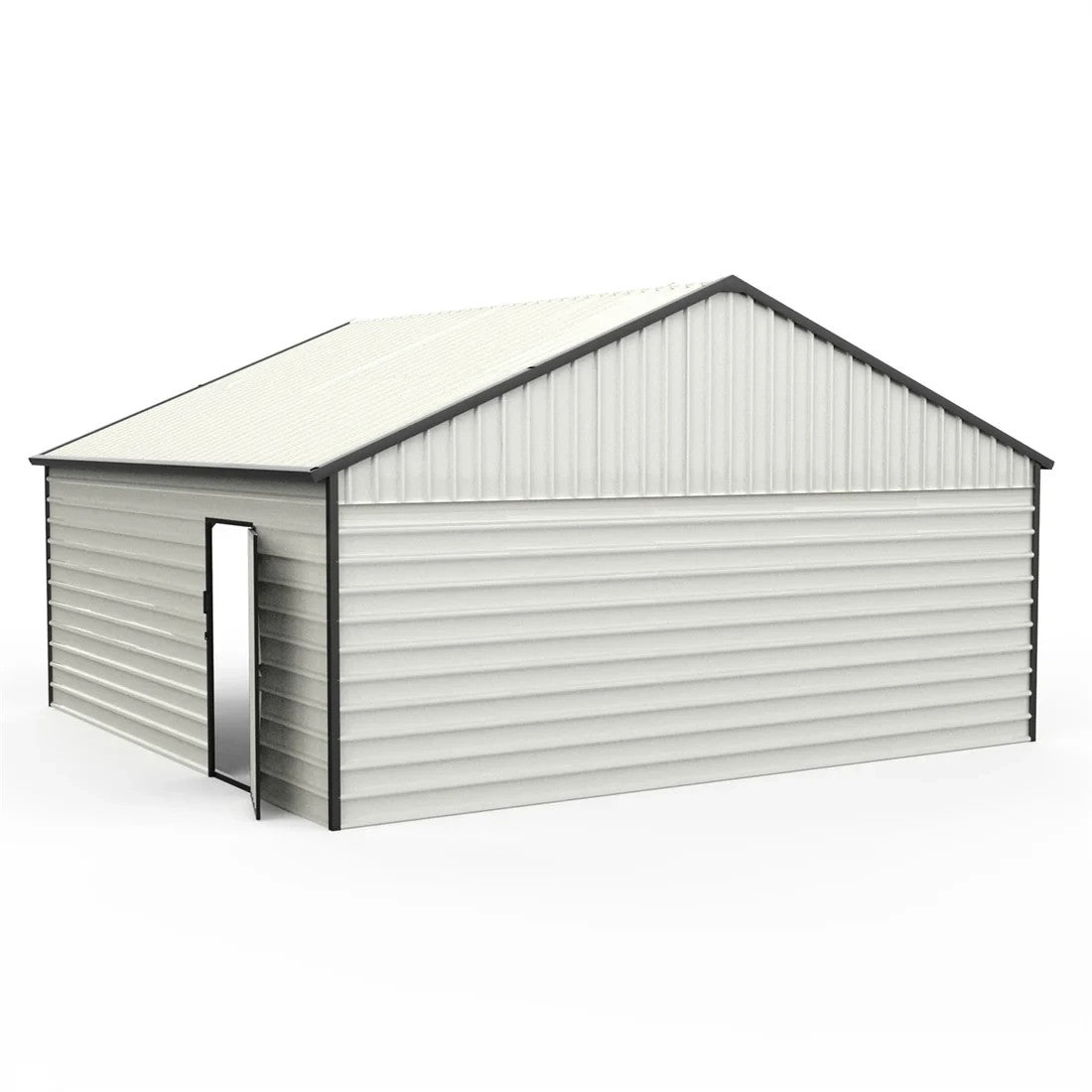 23'x22' Double Metal Garage Shed with Side Entry Door Car Shelter Storage