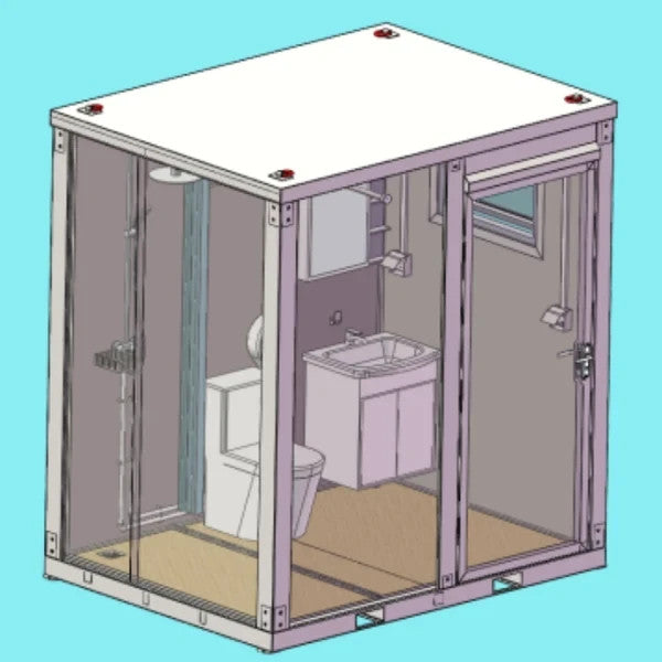 Bastone Portable Restroom W/ Shower Curtain Style for Outdoor Use| Mobile Toilet