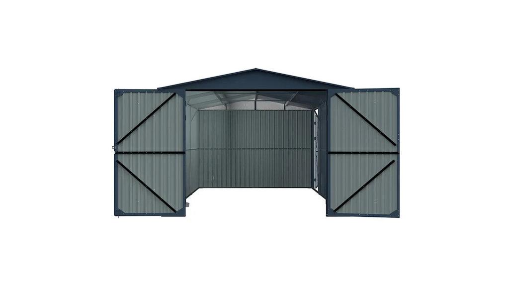 13' x 20' Heavy Duty Metal Storage Shed Steel w/ Double Front & Side Doors