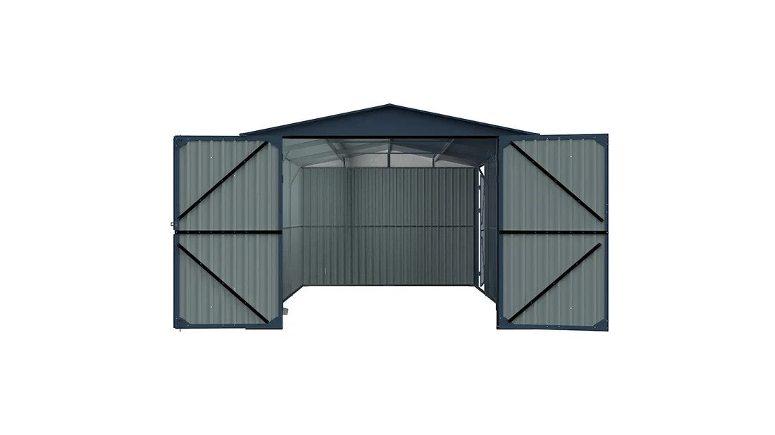 13' x 20' Heavy Duty Metal Storage Shed Steel w/ Double Front & Side Doors