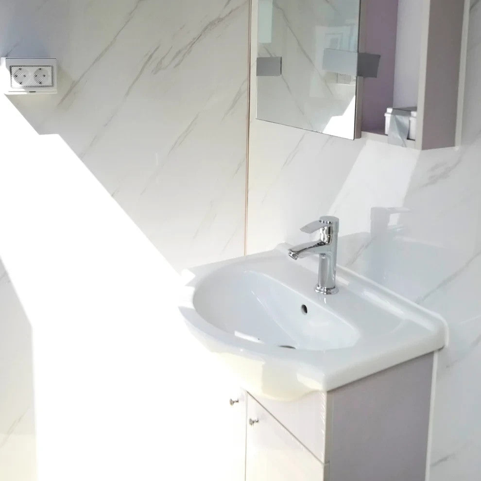 Bastone Portable Shower Room w/ Vanity, Mirror Cabinet, Window, Lights & Fan