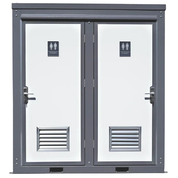 Bastone 2-Stall Portable Toilet Restroom w/ Sink Fan & Light Construction Site