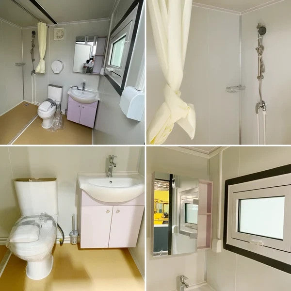 Bastone Portable Restroom W/ Shower Curtain Style for Outdoor Use| Mobile Toilet