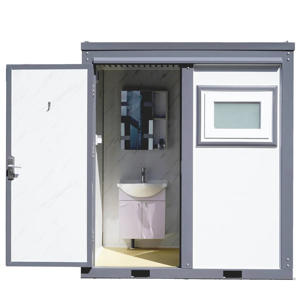 Bastone Portable Shower Room w/ Vanity, Mirror Cabinet, Window, Lights & Fan