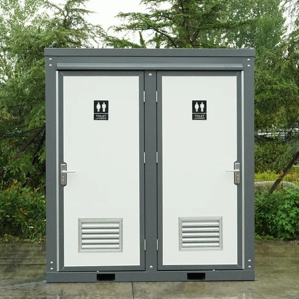 Bastone 2-Stall Portable Toilet Restroom w/ Sink Fan & Light Construction Site