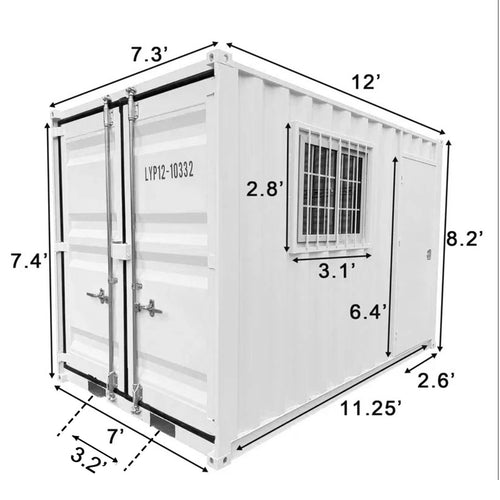 12ft Small Cubic Shipping Container Portable Home for Camping Spot & Shop