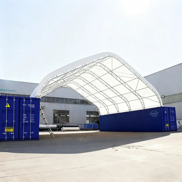 40x40x15 Double Truss Container Canopy Shelter 22oz PVC Peak Top
