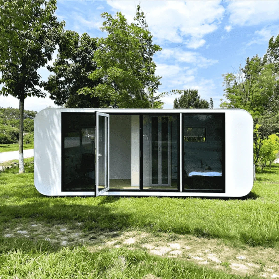 20FT Prefab Tiny House Outdoor Cabin Pod w/ Bathroom Bedroom Modern ADU Airbnb