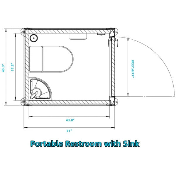 Bastone Single Stall Portable Restroom w/ Sink Flush Toilet & Vent Fan Outdoor