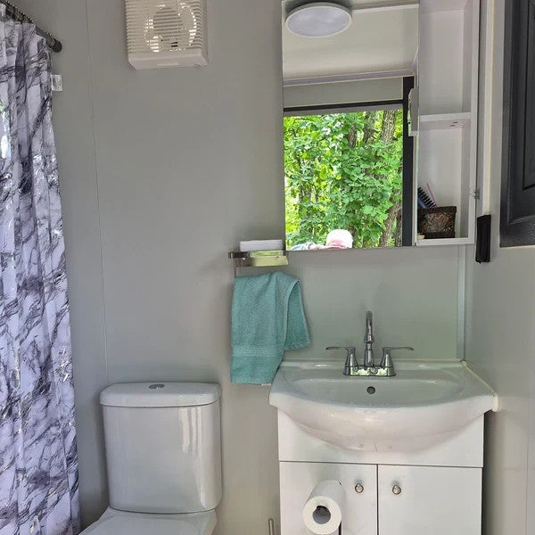 Bastone Portable Restroom W/ Shower Curtain Style for Outdoor Use| Mobile Toilet