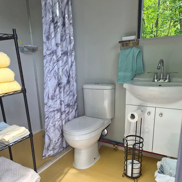 Bastone Portable Restroom W/ Shower Curtain Style for Outdoor Use| Mobile Toilet