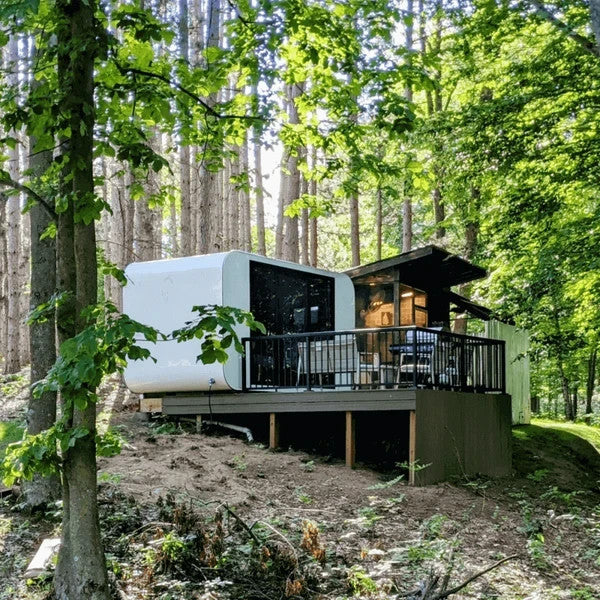 13x7x8FT Prefab Tiny House Cabin Pod Glass Bath Bedroom Modern Outdoor Home