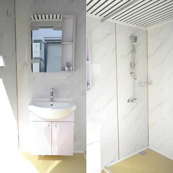 Bastone Portable Shower Room w/ Vanity, Mirror Cabinet, Window, Lights & Fan