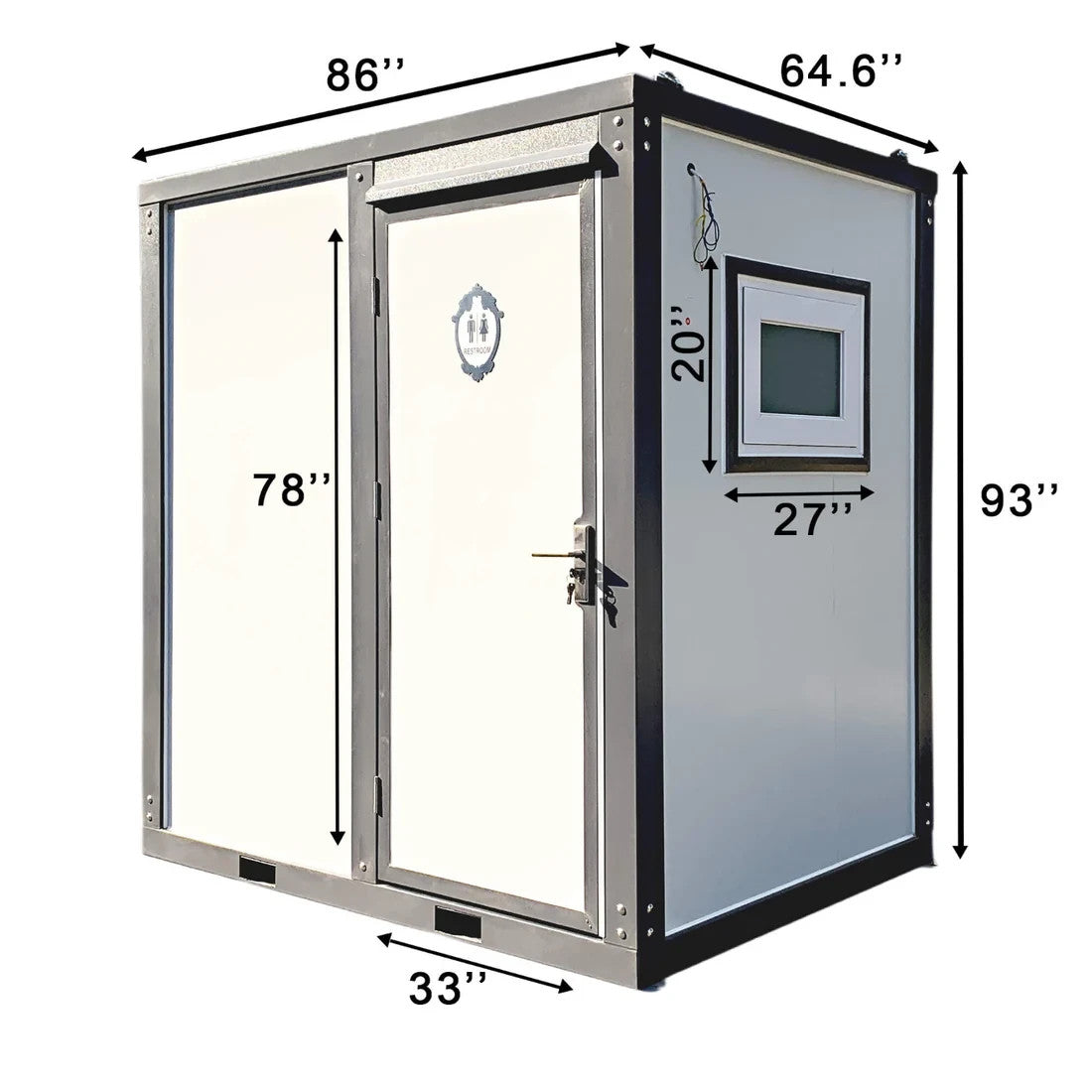 Bastone Portable Restroom W/ Shower Curtain Style for Outdoor Use| Mobile Toilet