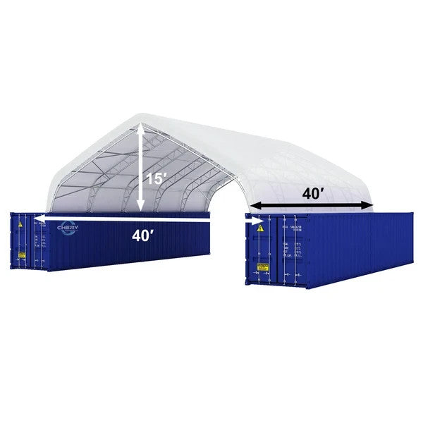40x40x15 Double Truss Container Canopy Shelter 22oz PVC Peak Top