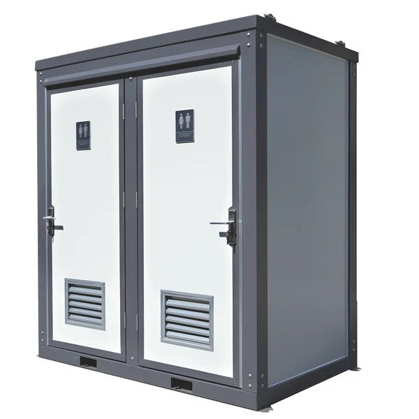Bastone 2-Stall Portable Toilet Restroom w/ Sink Fan & Light Construction Site
