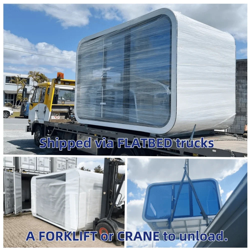 13x7x8FT Prefab Tiny House Cabin Pod Glass Bath Bedroom Modern Outdoor Home