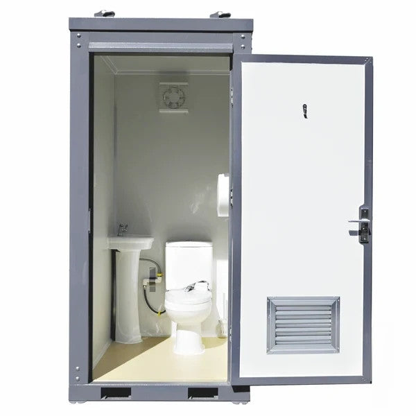 Bastone Single Stall Portable Restroom w/ Sink Flush Toilet & Vent Fan Outdoor