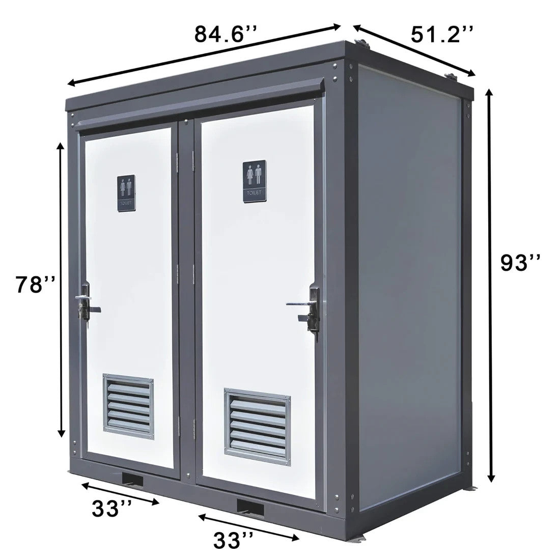 Bastone 2-Stall Portable Toilet Restroom w/ Sink Fan & Light Construction Site