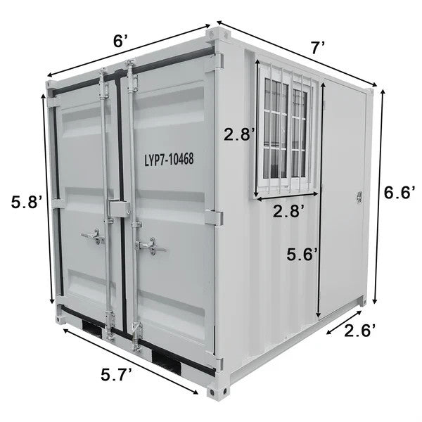 7FT Cubic Shipping Container | Lockable Door & Window | Portable Office Storage