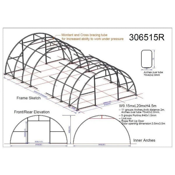 30x65x15 FT Farm Equipment Storage Shelter Hay Barn 11oz PE Fabric Building