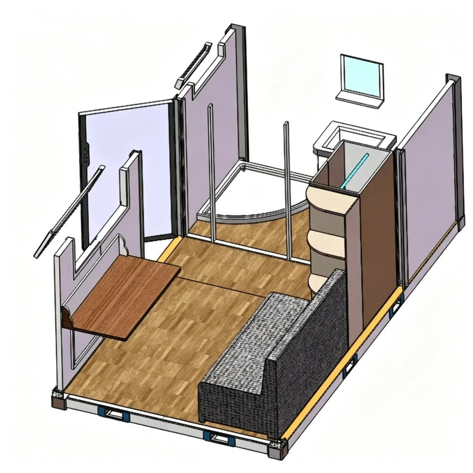Bastone 13x7FT Mobile Prefab Office Cabin with Bathroom & Bedroom Portable House