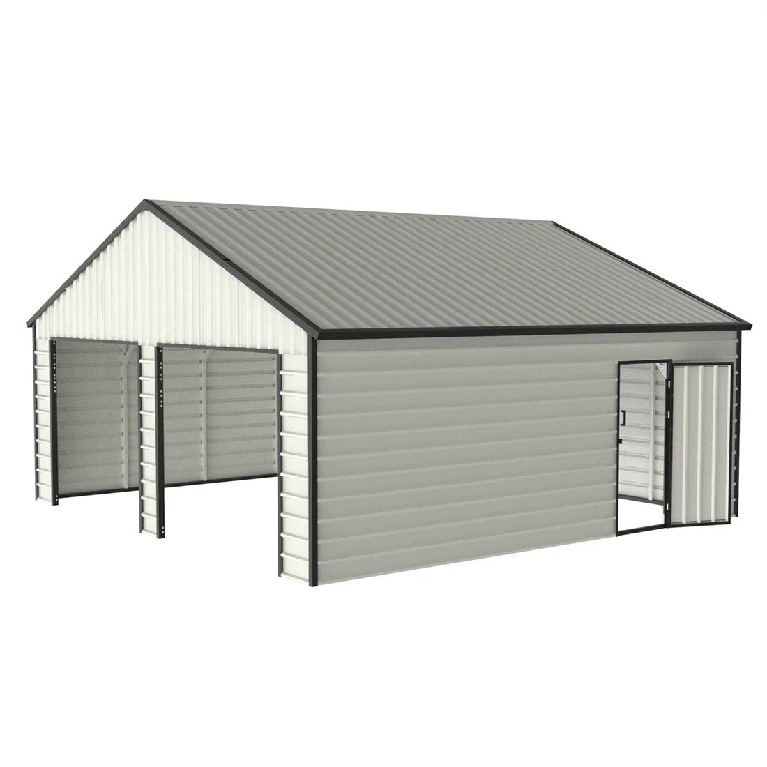 23'x22' Double Metal Garage Shed with Side Entry Door Car Shelter Storage