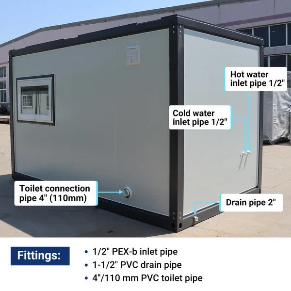 Bastone 13x7FT Mobile Prefab Office Cabin with Bathroom & Bedroom Portable House