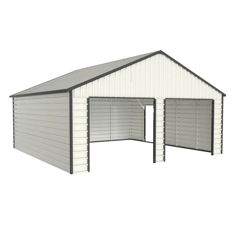 23'x22' Double Metal Garage Shed with Side Entry Door Car Shelter Storage