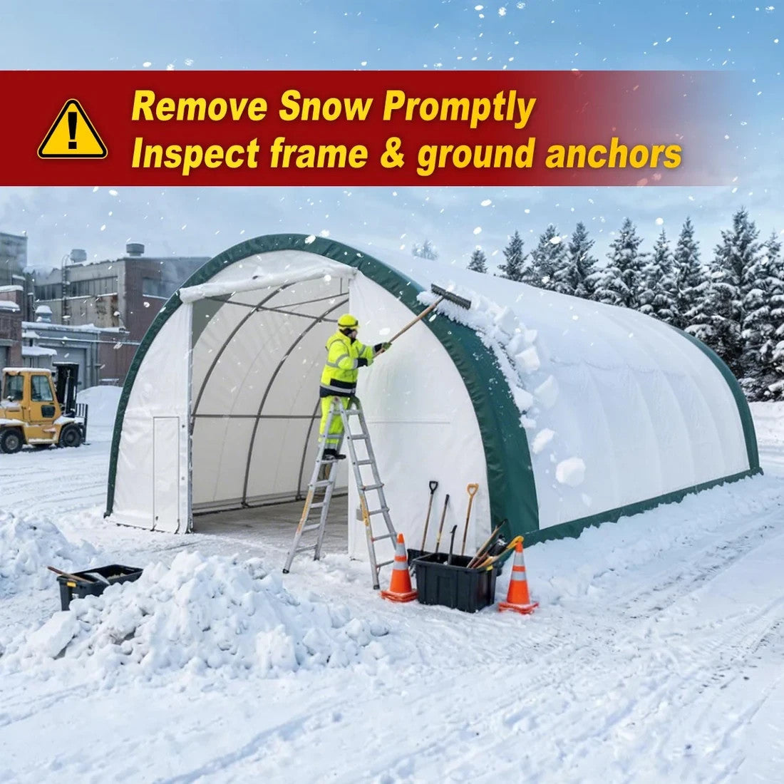 40x80x20 FT Heavy Equipment Storage Shelter 11oz PE Fabric Building