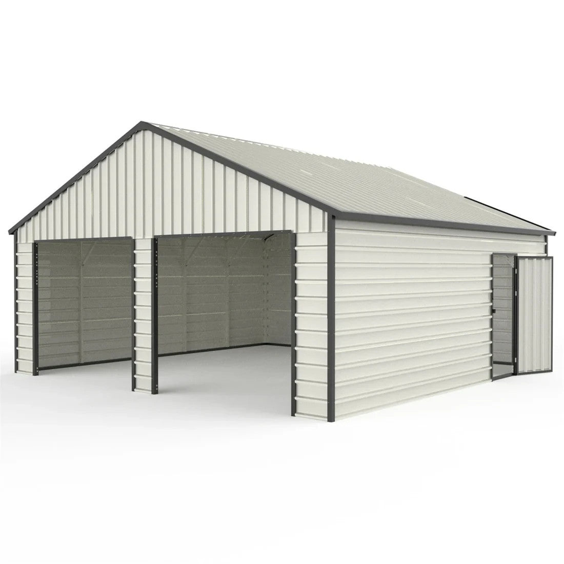 23'x22' Double Metal Garage Shed with Side Entry Door Car Shelter Storage