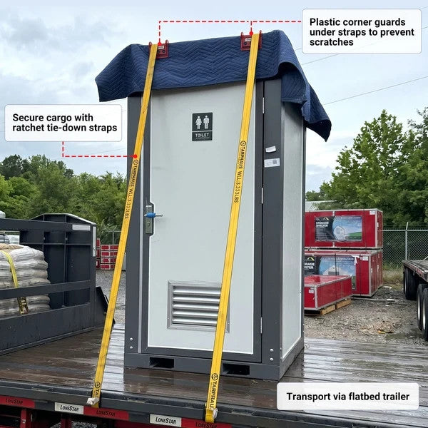 Bastone Single Stall Portable Restroom w/ Sink Flush Toilet & Vent Fan Outdoor