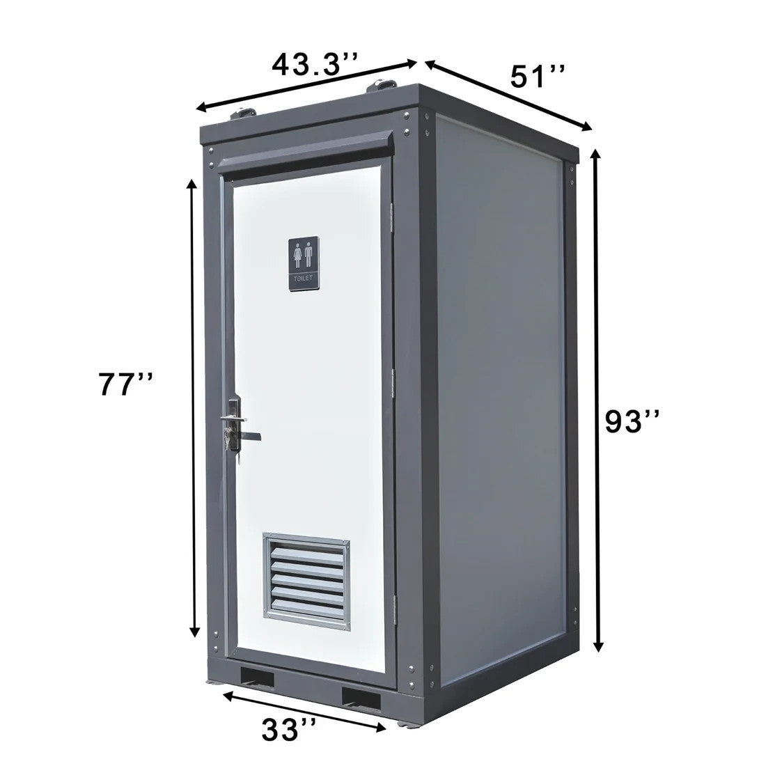 Bastone Single Stall Portable Restroom w/ Sink Flush Toilet & Vent Fan Outdoor