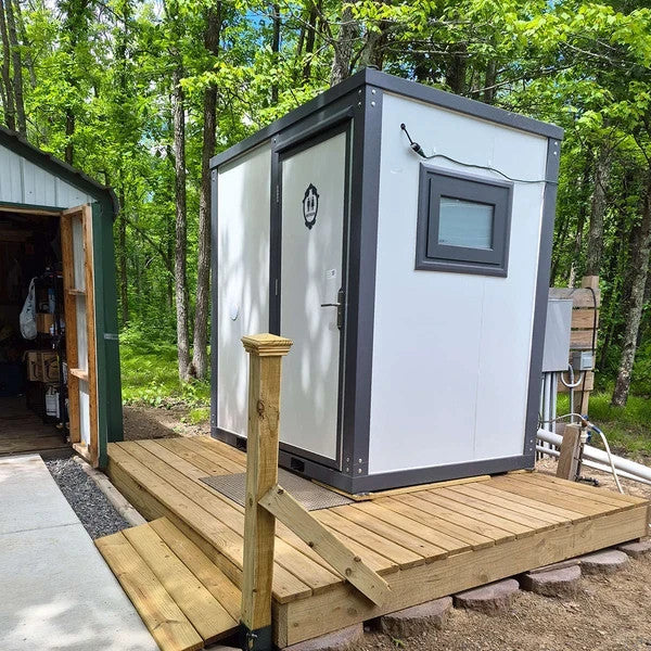 Bastone Portable Restroom W/ Shower Curtain Style for Outdoor Use| Mobile Toilet