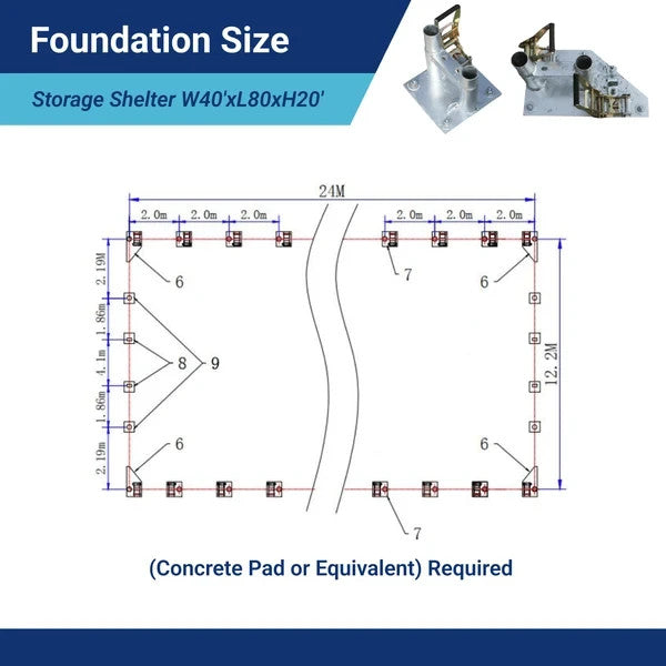 40x80x20 FT Heavy Equipment Storage Shelter 11oz PE Fabric Building