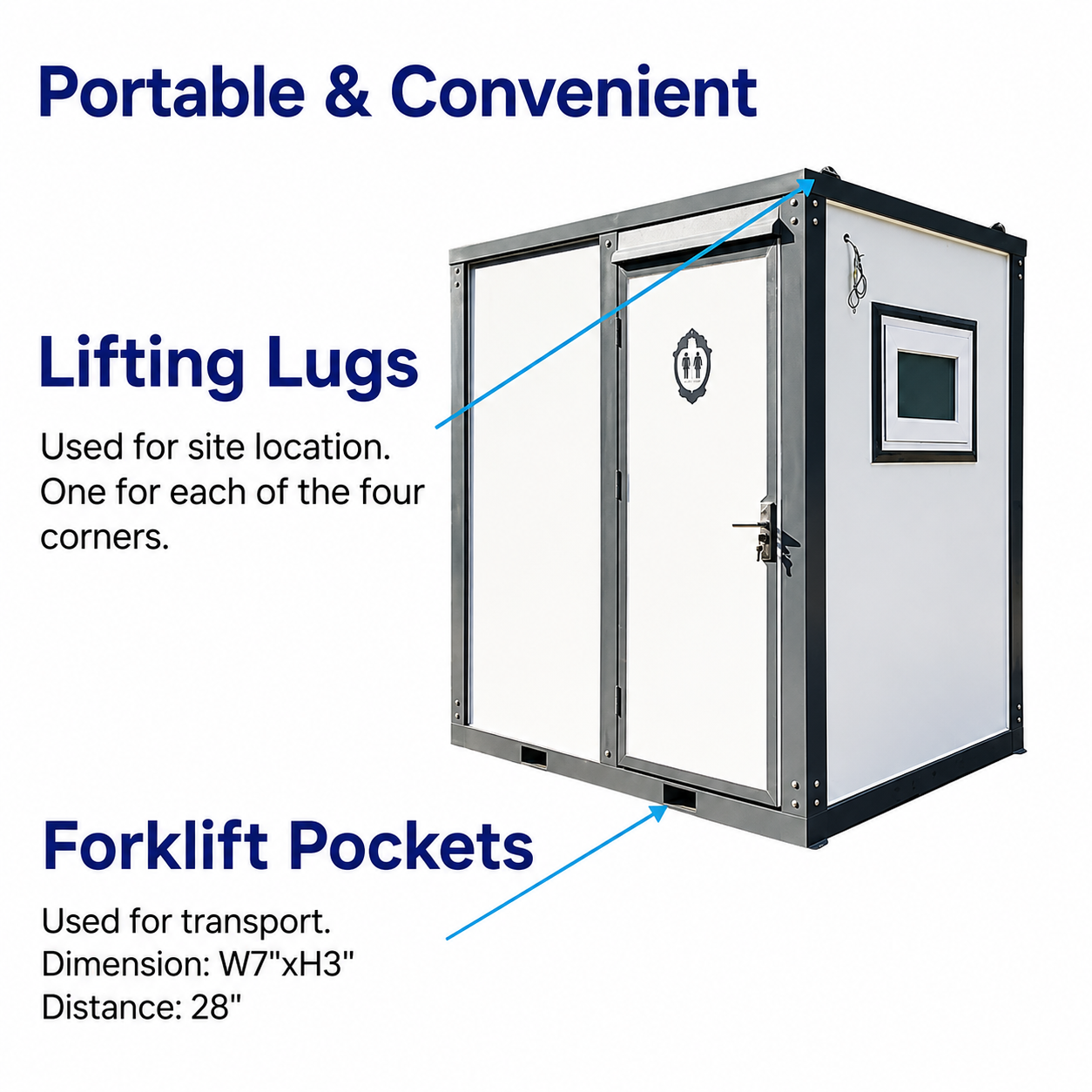 Bastone Portable Restroom W/ Shower Curtain Style for Outdoor Use| Mobile Toilet