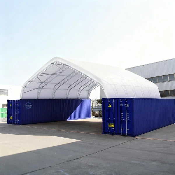 40x40x15 Double Truss Container Canopy Shelter 22oz PVC Peak Top