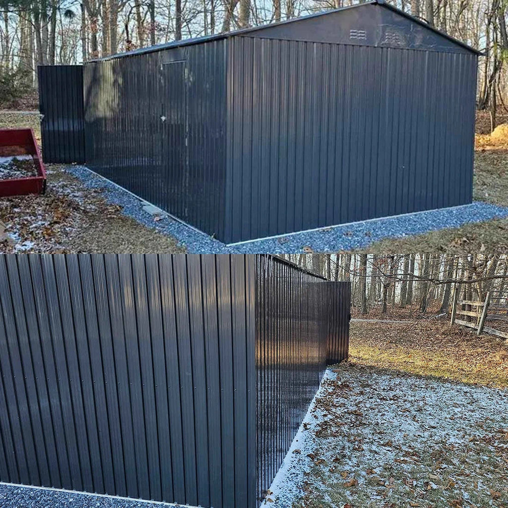 13' x 20' Heavy Duty Metal Storage Shed Steel w/ Double Front & Side Doors