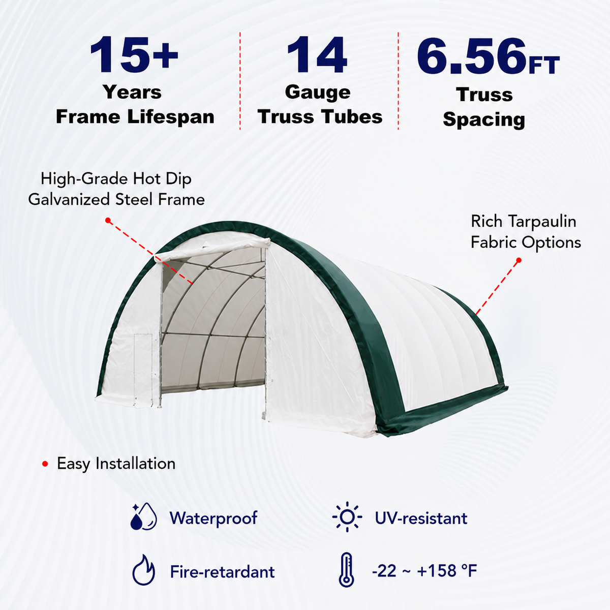 40x80x20 FT Heavy Equipment Storage Shelter 11oz PE Fabric Building