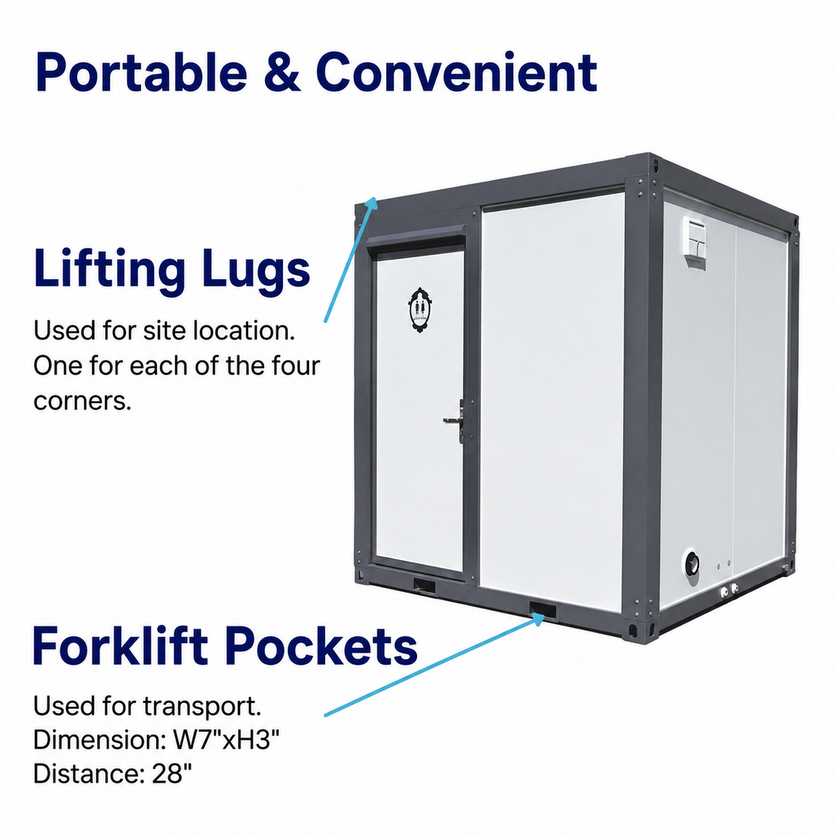 Bastone Portable Private Toilet Stall w/ Sink Vent & Shower Restroom 85x75x94.5